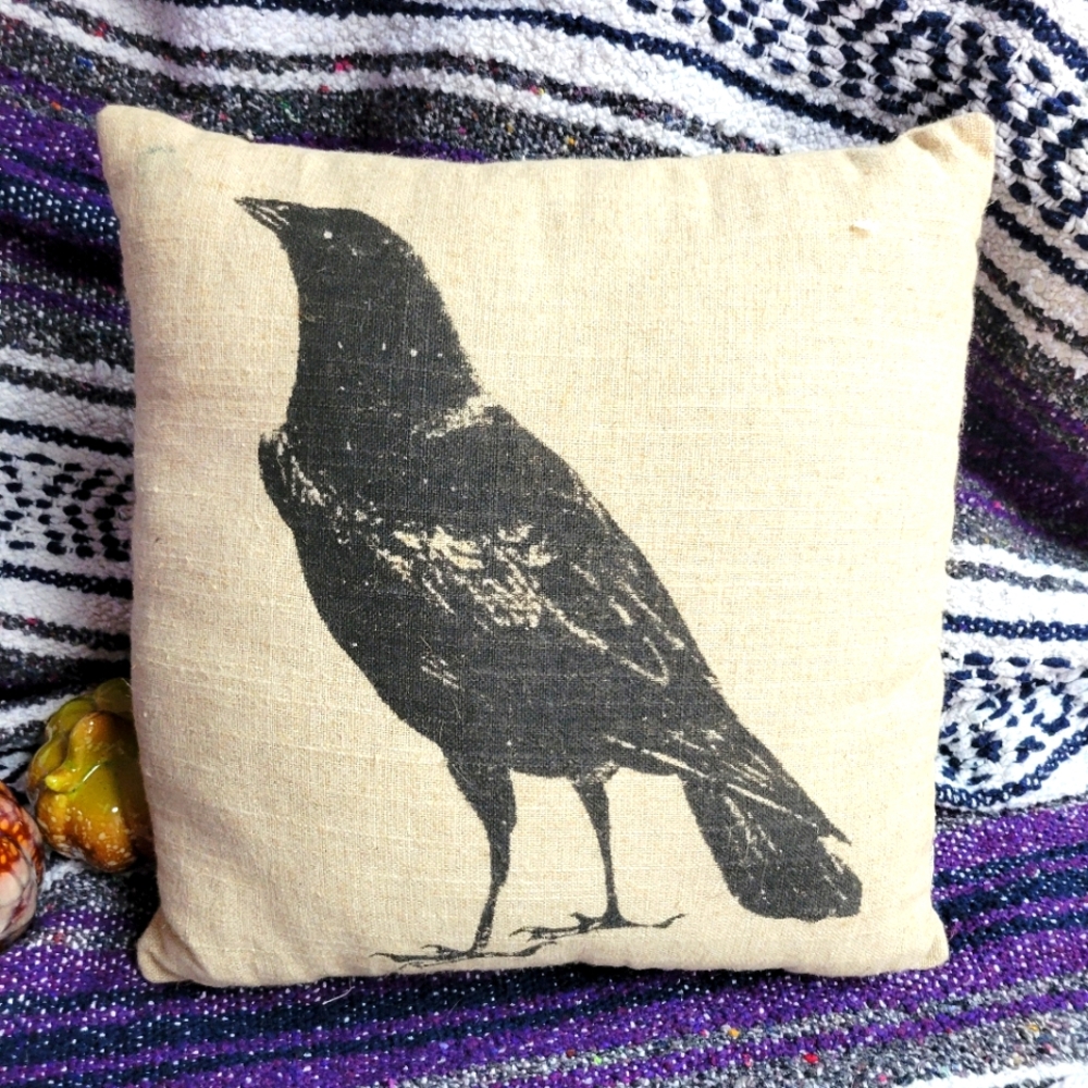 Burlap Crow pillow perfect Halloween /Fall decor